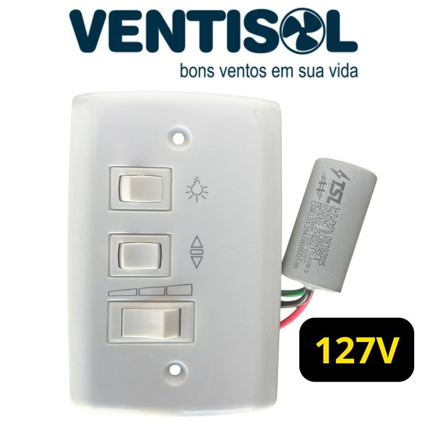 Chave Capacitor 127v Ventilador Teto Ventisol 3 Velocidades