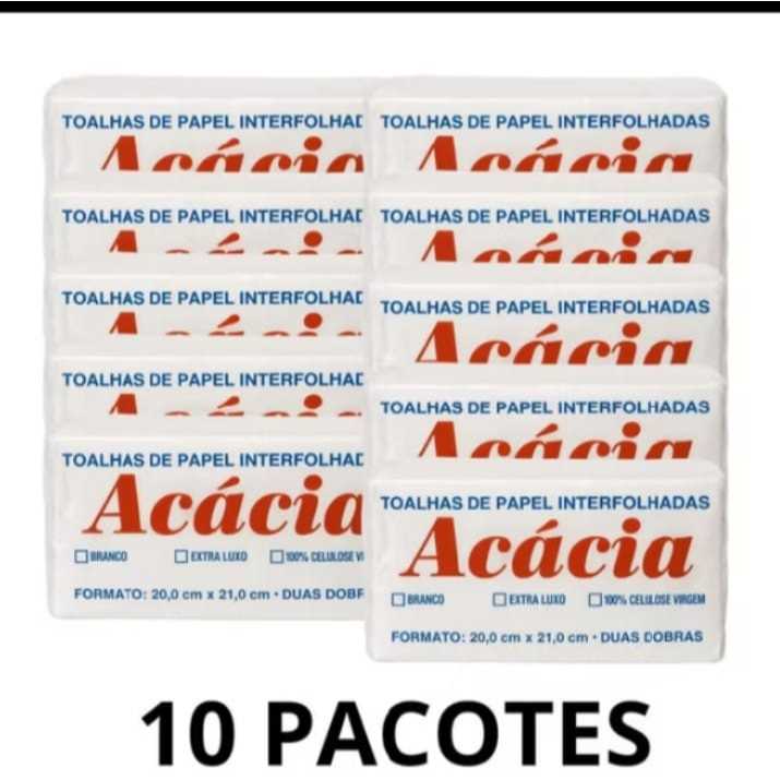 10 PACOTE PAPEL TOALHA INTERFOLHA BRANCO 20X21 2 DOBRAS 500G (600 FOLHAS APROXIMADAMENTE)