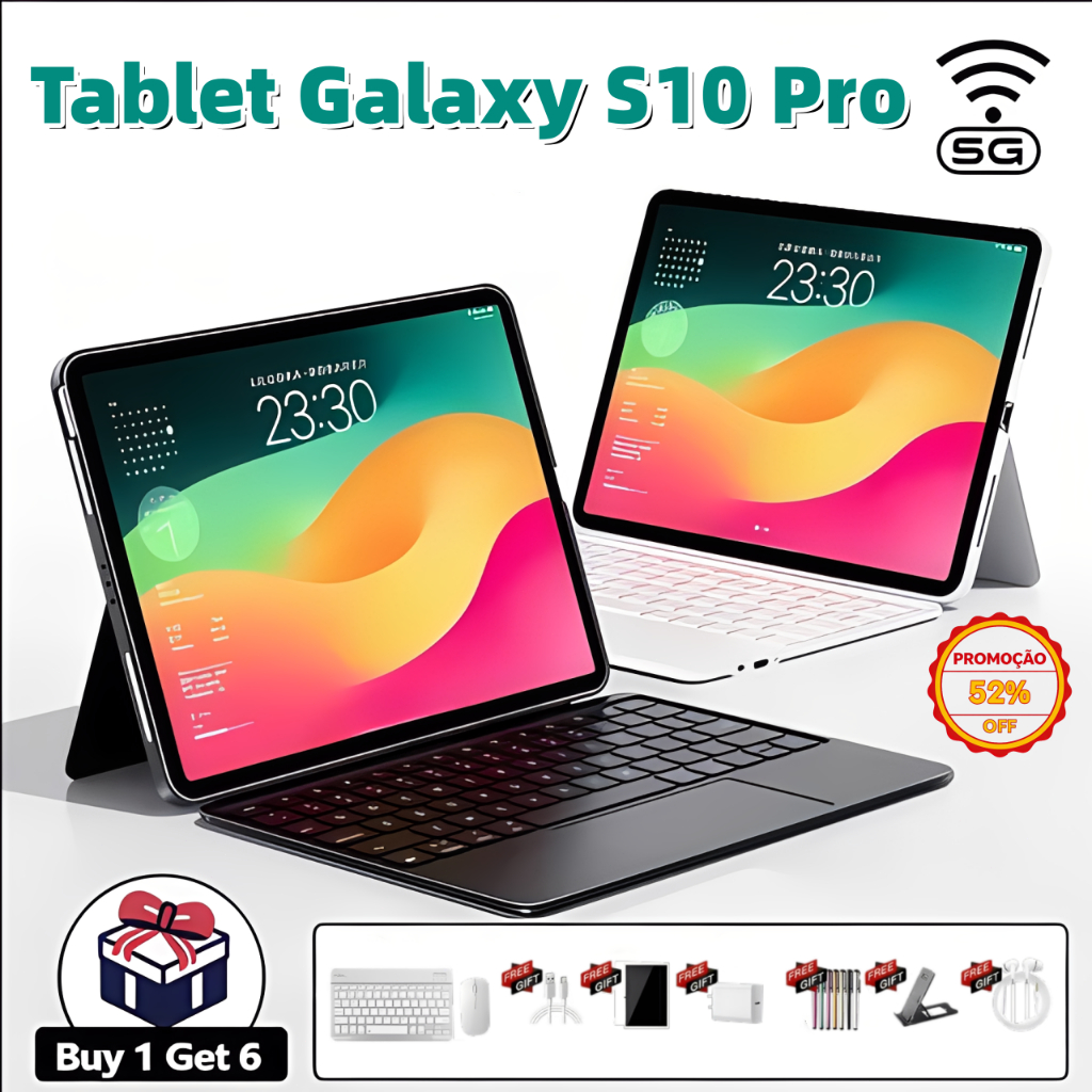 【Teclado e mouse gratuitos】Tablet Galaxy S10 Pro 12 GB + 512 GB 11,6 polegadas HD Dual SIM Dual Core 8800 mAh Android 15
