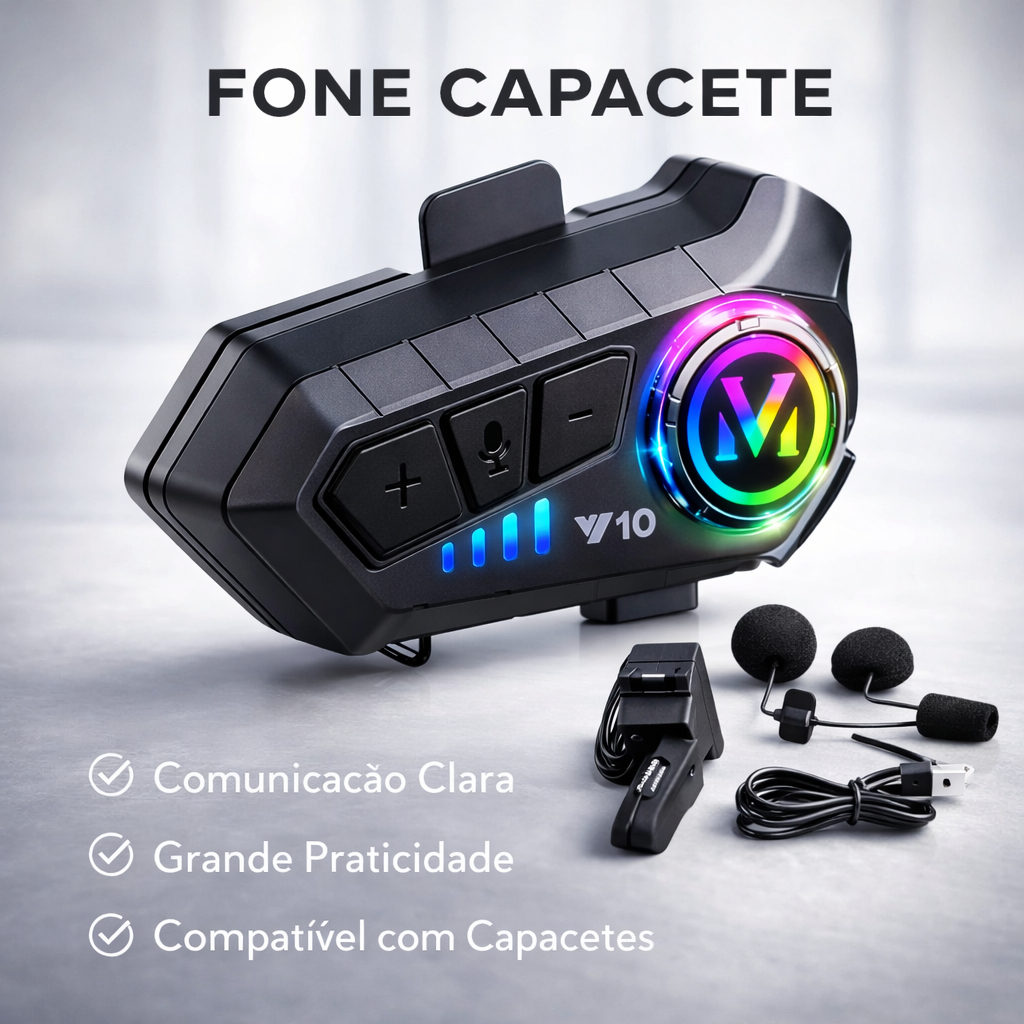 Fone Ouvido Capacete Moto Bluetooth Y10 Sem Fio Intercomunicador Prova Agua Comunicador