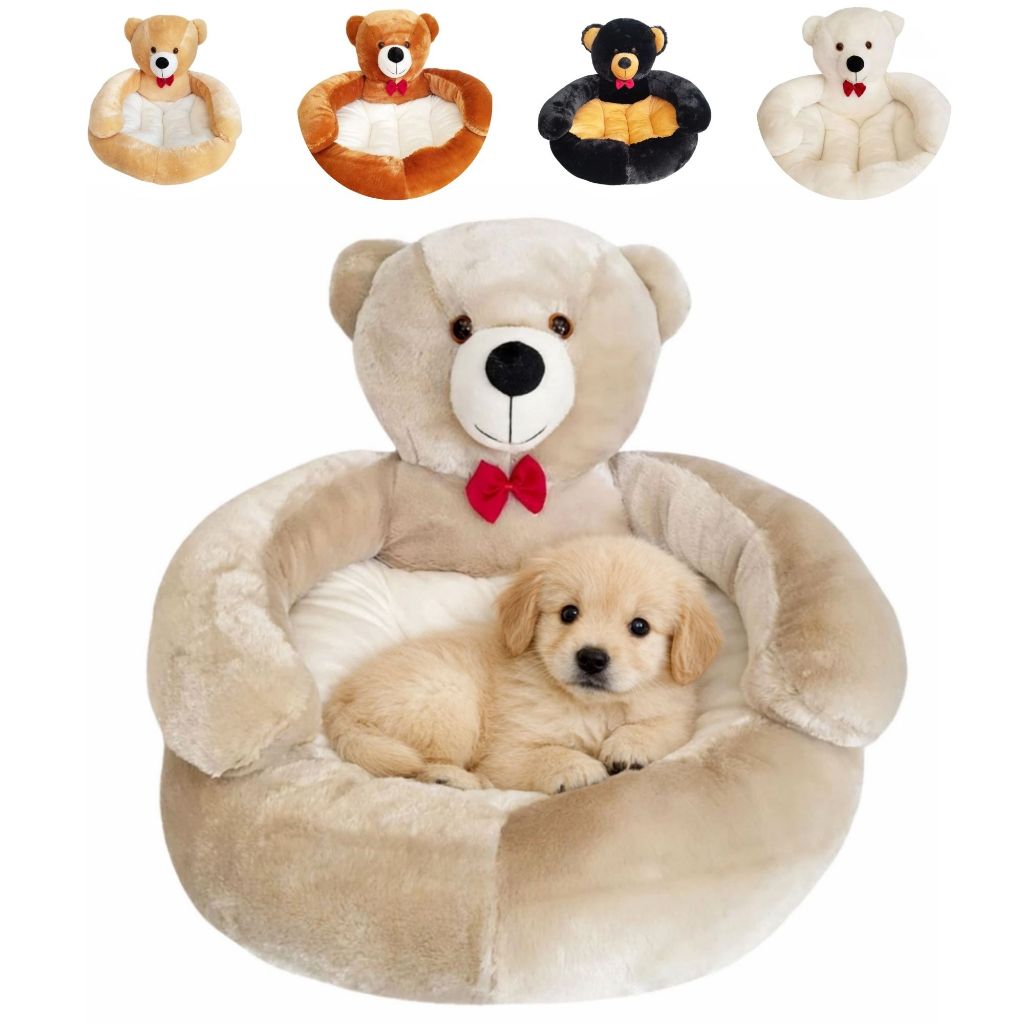Caminha Pet Cama Cachorros E Gato Cabeceira Ursinho De Pelúcia Sof Antialérgico Médio Porte