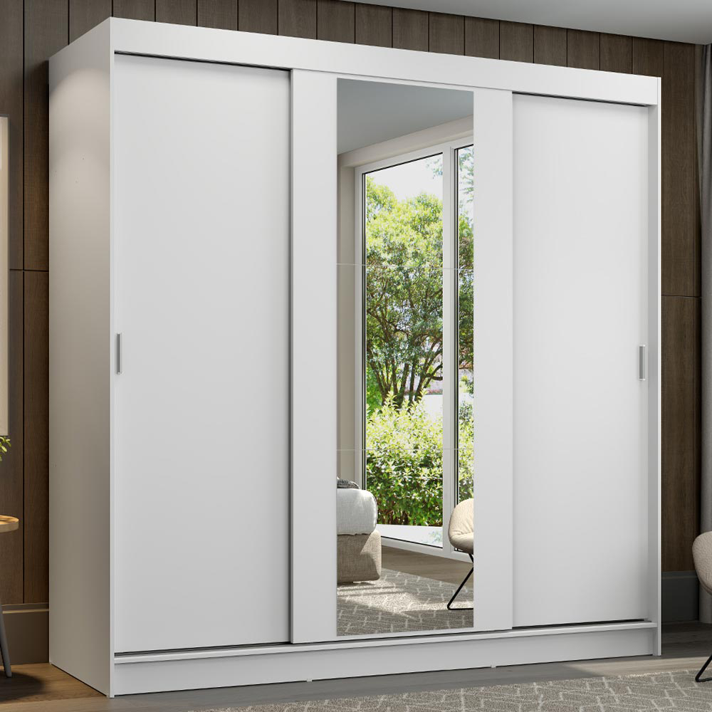 Guarda-Roupa Casal 3 Portas de Correr com Espelho B Madesa Reno