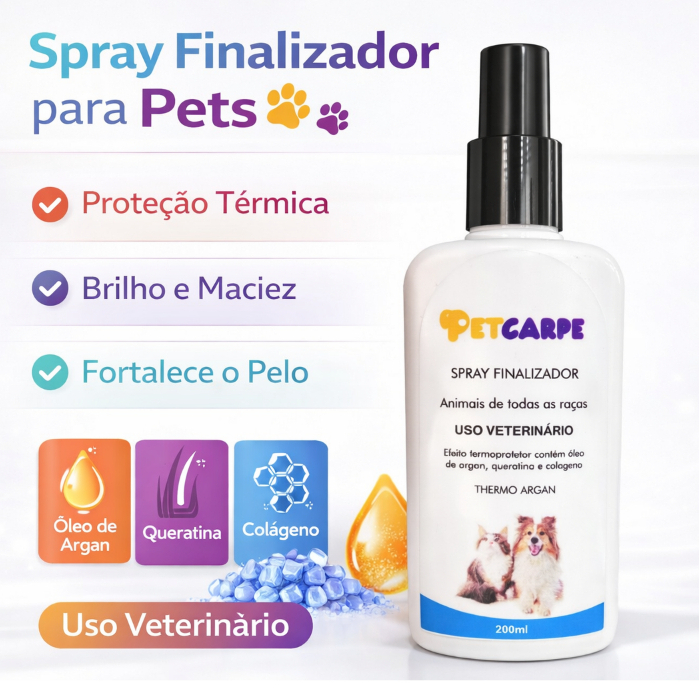 Spray Finalizador De Banho Abrilhantador de pelos proteçao termica Pet Carpe 200 ml