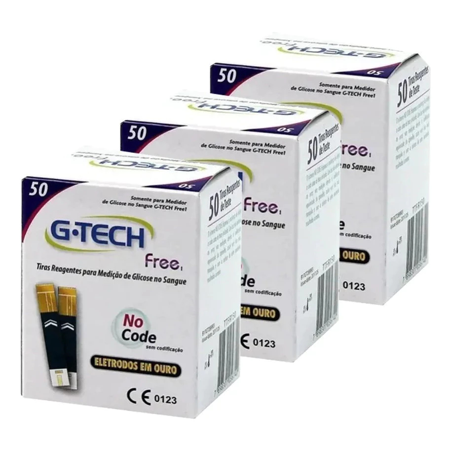 Kits com 1, 2, 3 ou 4 Fracos de Tiras Free1 G-tech de Glicose c/50 Original - Para Medição De Glicose em Oferta na Shopee