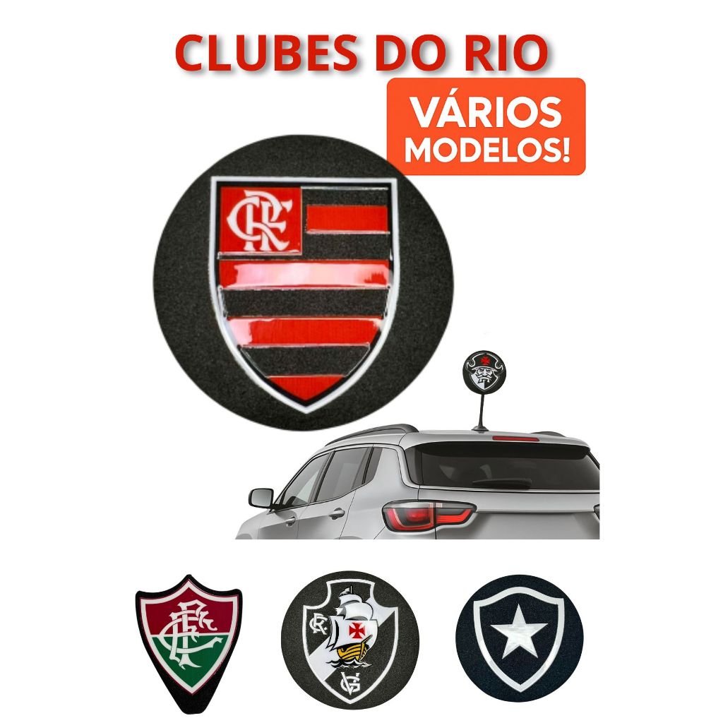 Ponteira Enfeite de Antena Clubes do Rio - Botafogo - Flamengo - Fluminense - Vasco - Carro e Moto