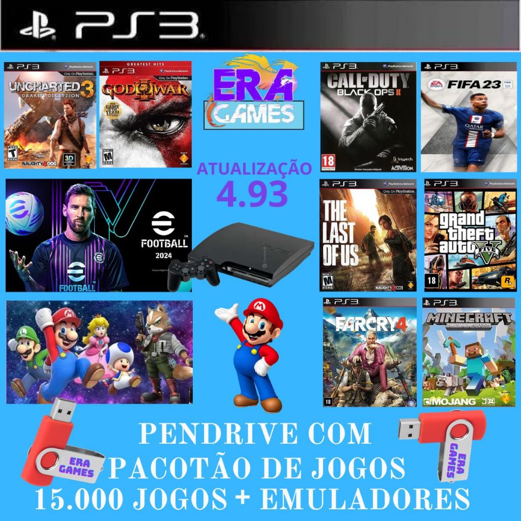 desbloqueio para Ps3 com mais de 15 mil jogos ps3 + emuladores para ps3 em Oferta na Shopee