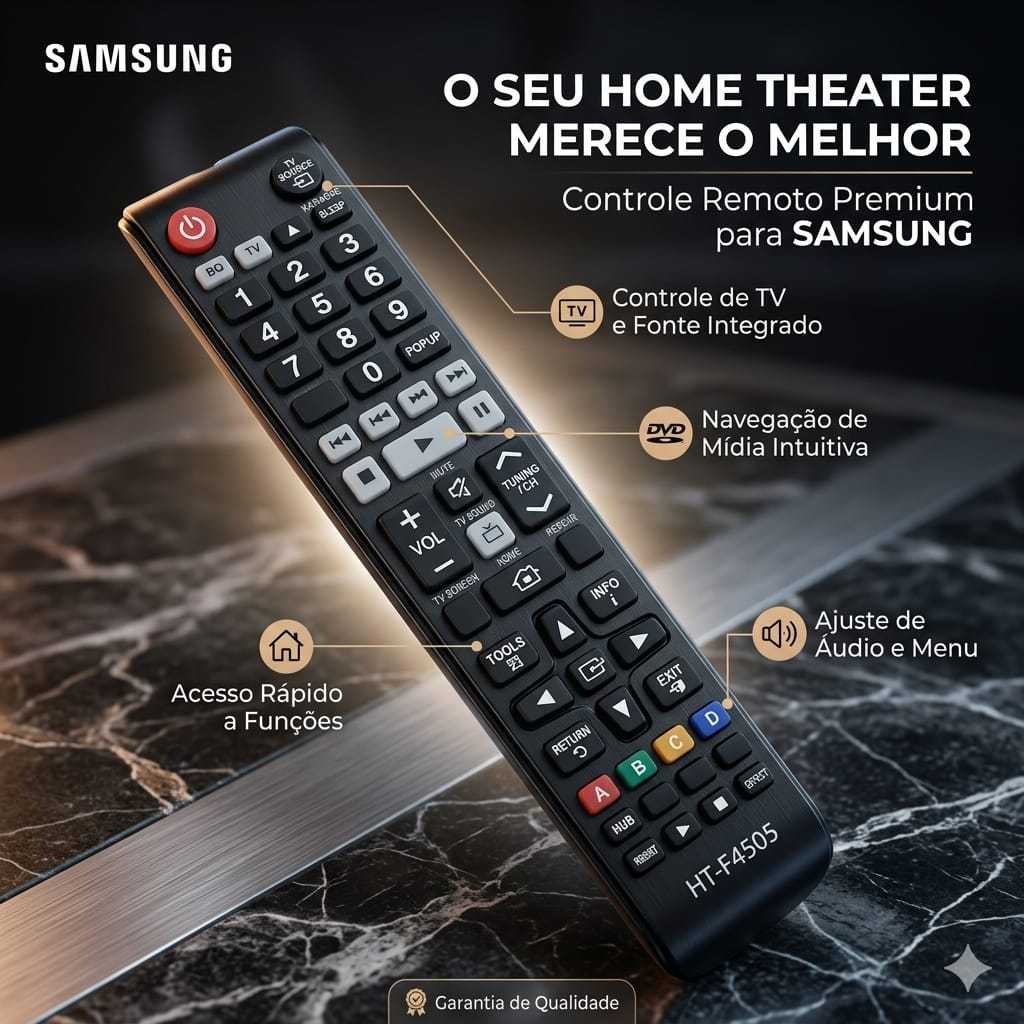 Controle Remoto Compatível Home Theater Samsung HT-F4505 - Novo