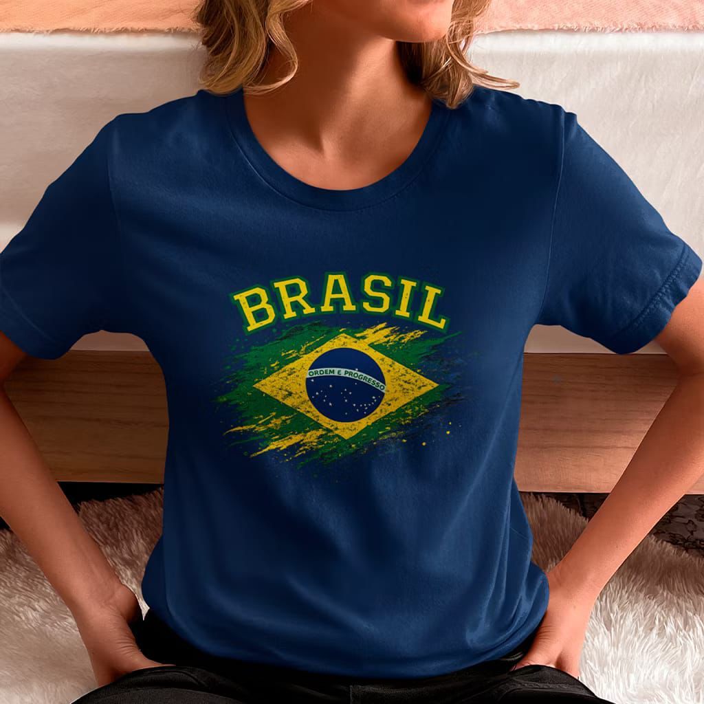 Camiseta Brasil Copa Algodão Seleção Brasileira Futebol Torcida Feminina Várias Cores T-Shirt Camisa