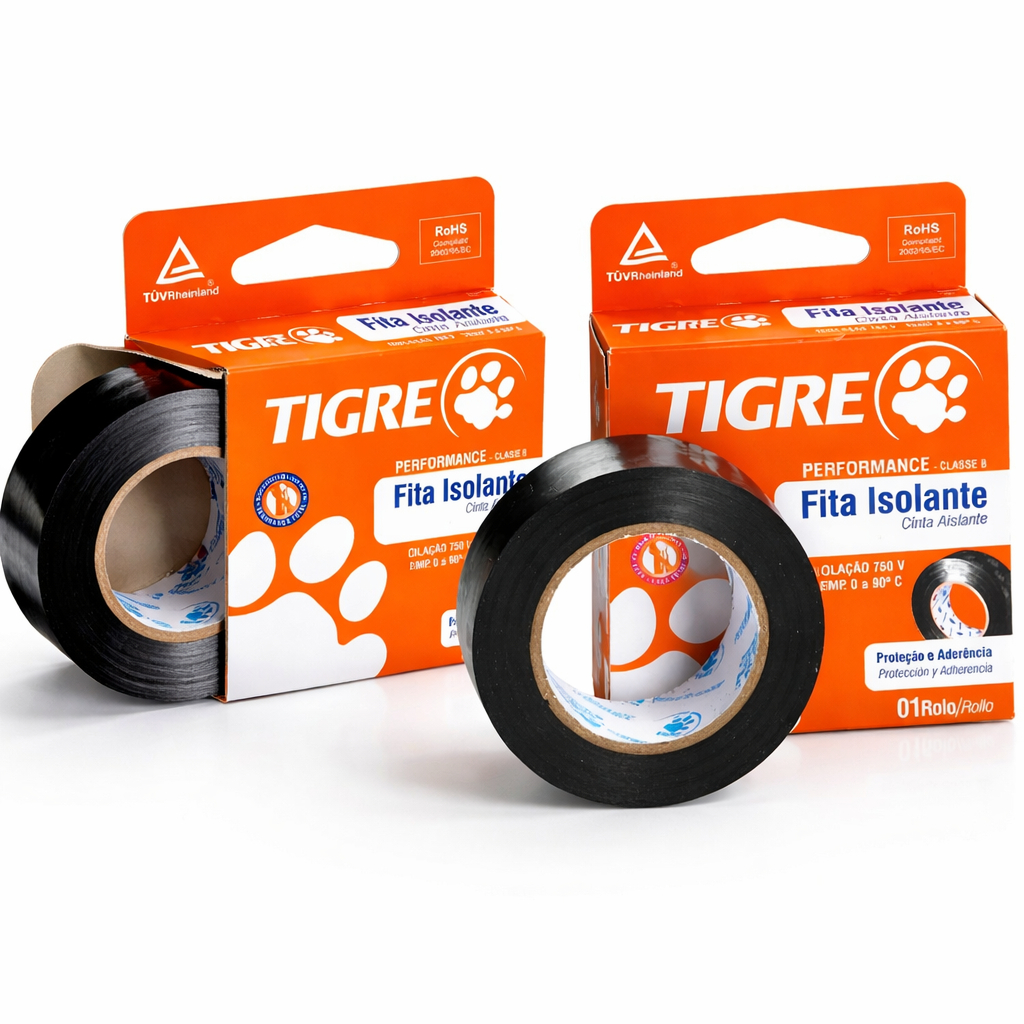 Fita Isolante Performance 19mm x 5, 10 e 20 metros Tigre | Proteção Contra Raios UV em Oferta na Shopee