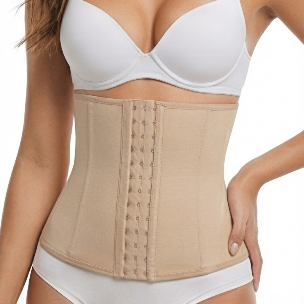 Cinta Abdominal Feminina Esbelt Ref 404 Emborrachada Modeladora Redutora Cintura Colchete Ajustável