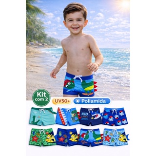 Kit 2 Sunga Infantil 3D Proteção UV50+ Forrada Moda Praia Menino Verão Roupa Banho Infantil Natação em Oferta na Shopee