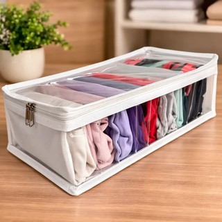 Kit 5 Colmeias Organizadoras Cristal Com Ziper Tam - M 06 Divisórias. (Produto nacional)