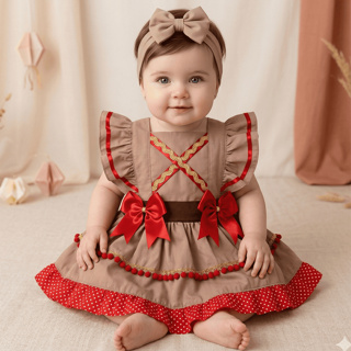 Jardineira Salopete São Joao Festa Junina Caipirinha Maria Bonita Mêsversário Bebê Menina Presente em Oferta na Shopee