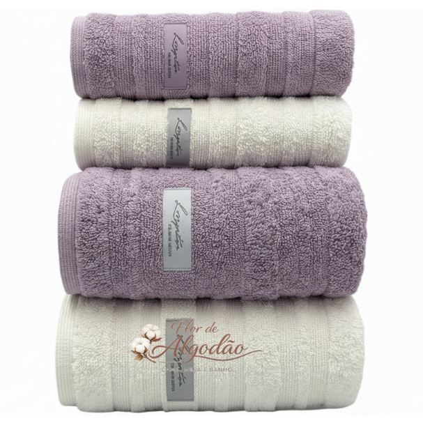 Kit/Jogo 2 Toalhas de Banho e 2 Toalhas de Rosto Grande Super Luxo Volume Extra 100% Algod...