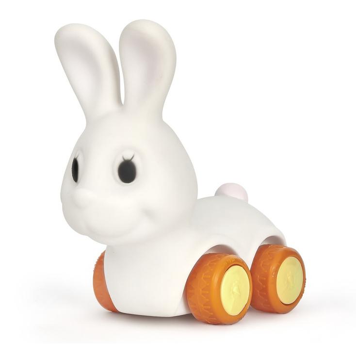Carrinho Infantil Vinil Macio Baby Soft Coelho Mordedor Com Rodinhas Livres Borracha - Puff Toys