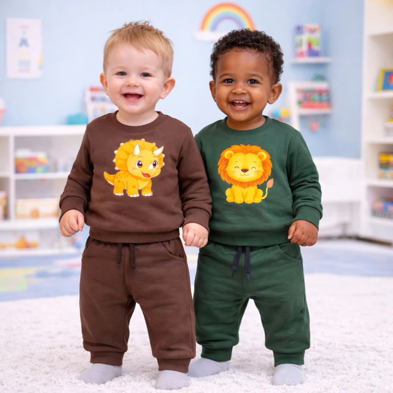 Conjunto Moletom MENINO inverno Flanelado Bebê Calca e Blusa– RN ao 2 Anos — imagem 1