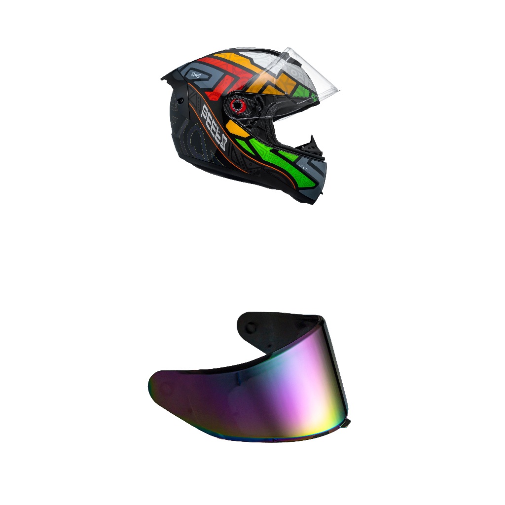 Capacete Moto Fechado Marca Peels - Icon Ekko Preto Brilho c/ Color Sem Óculos Interno + Viseira Camaleão Extra