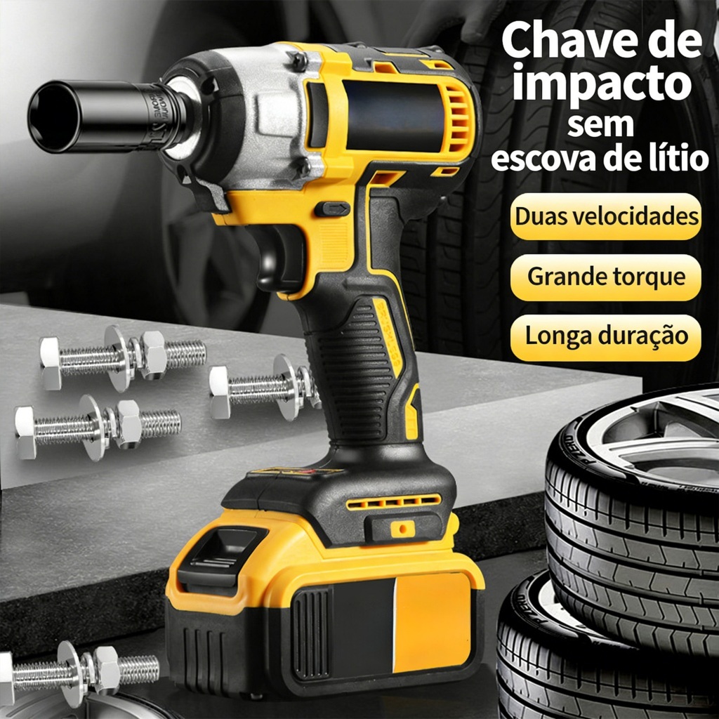 Parafusadeira Furadeira de Elétrica Sem Fio Impacto 48V Bateria 3 funções Kit Completo Acessórios