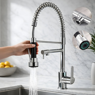 Torneira Luxo Cozinha Gourmet Monocomando Acabamento Brilhante De Mesa Quente e Frio Cor INOX ESCOVADO em Oferta na Shopee