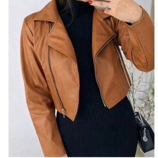Jaqueta Elegante Inverno, De Couro Feminina Com Ziper caimento perfeito Qualidade Premium