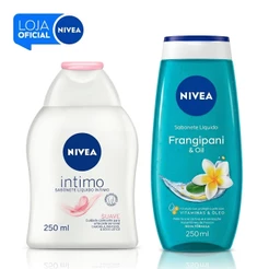 KIT NIVEA Sabonete Líquido Frangipani & Oil 250ml + NIVEA Sabonete Líquido Íntimo Suave 250ml