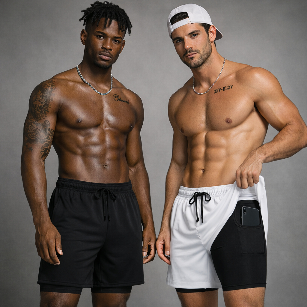 Kit 2 Shorts Dry 2 Em 1 Bermuda Academia Masculina Treino Corrida Com Elastano