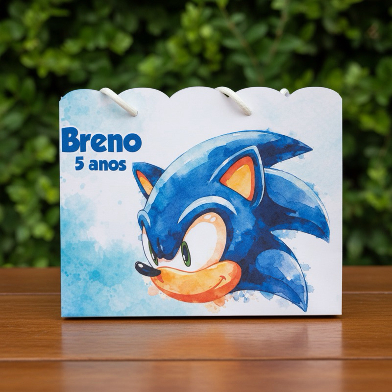 Sacolinha Personalizada Sonic Pegue e Monte | Lembrancinha Infantil Aniversário