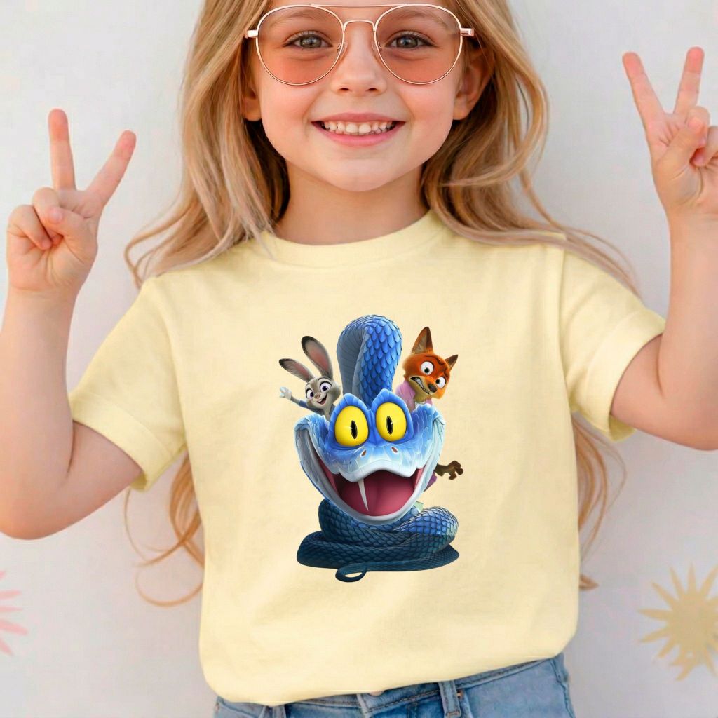 Camiseta Infantil Desenho Zootopia2 100% Algodão Premium Confortável Casual Dia a Dia
