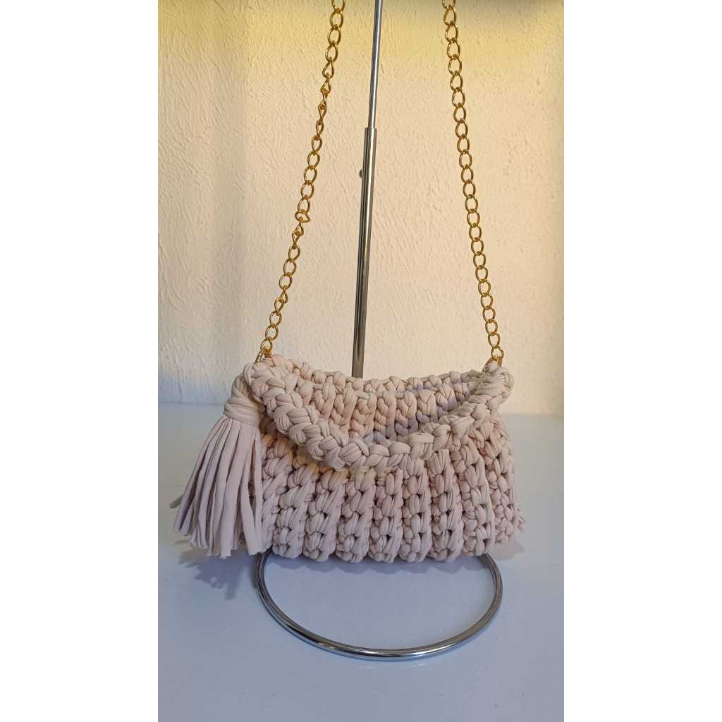 #B12 | Bolsa | Clutch artesanal  feminina em crochê, feita à mão | s/ forro | fio de malha | 2 alças (ombro e mão) | Bag