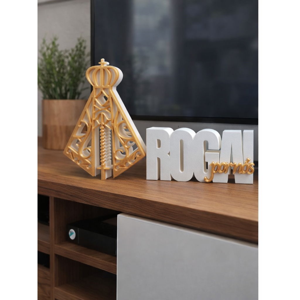 Decoração Nossa Senhora Aparecida | Enfeite Religioso decorativo para Sala e Rack - rogai por nós