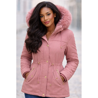 Parka Forrada com Pelúcia Capuz Removível Linda em Oferta na Shopee