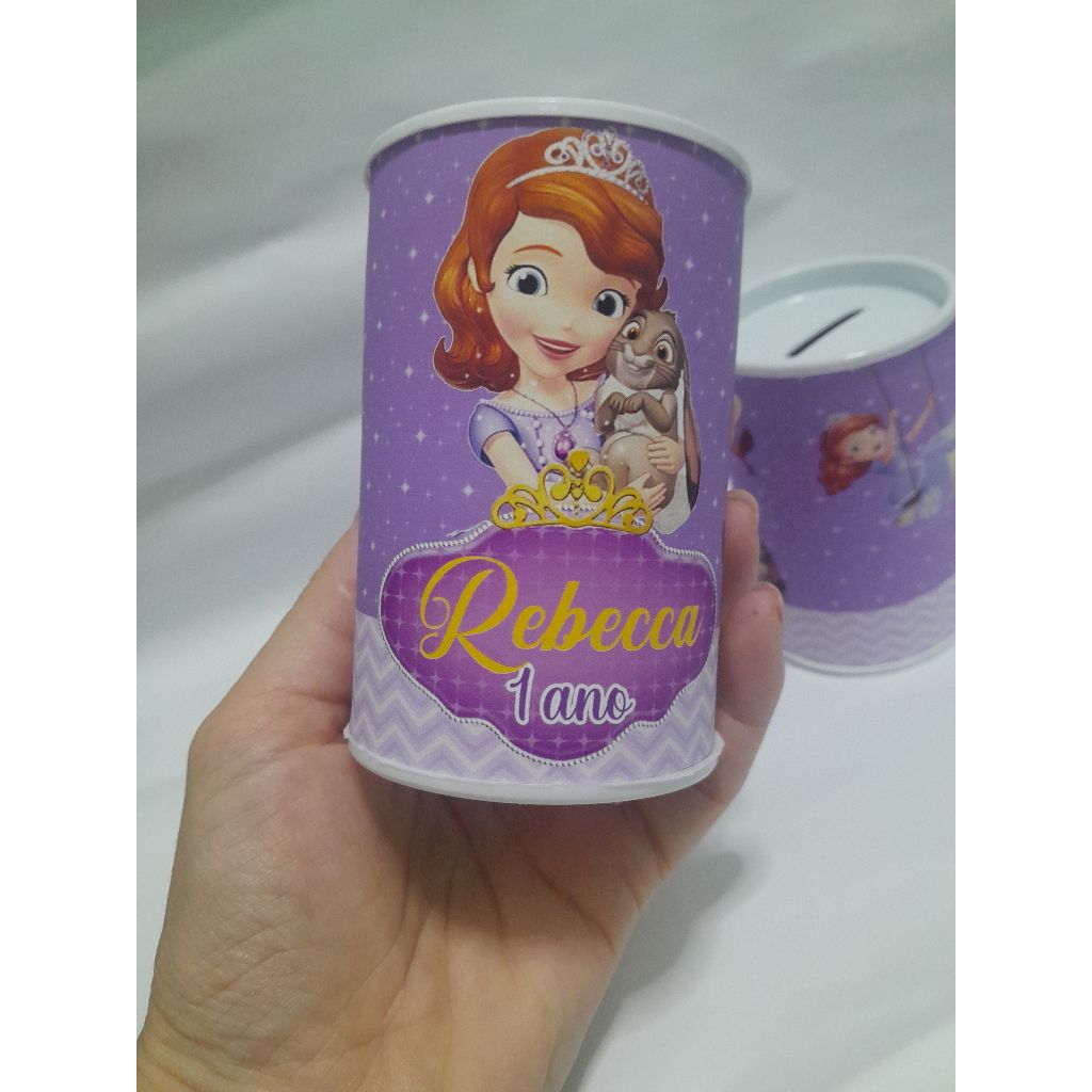 Cofrinho Personalizado +laço + embalagem l PRINCESA SOFIA |  Lembrancinha Festa Infantil | FAZEMOS TODOS OS TEMAS