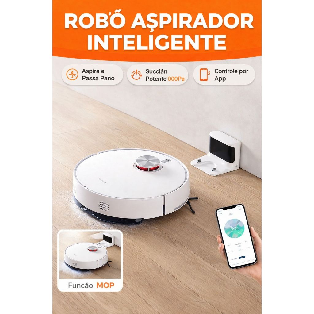 ROBO ASPIRADOR XIAOMI S40 LDS 10.000PA 3 E M 1 ALEXA WI-FI BRANCO 127/220V