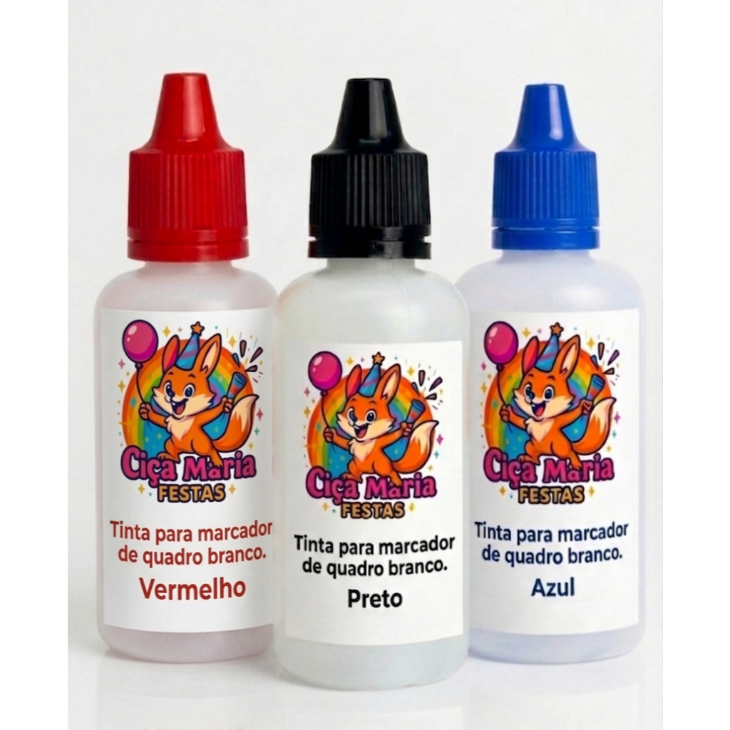 Tinta Refil Marcador Quadro Branco 30ml Azul/Preto/Vermelho Recarregar Caneta - Canetão de Lousa