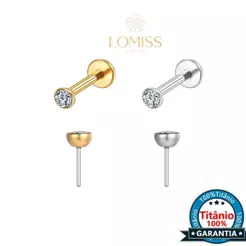 Piercing Labret Push Pin TitâNio Pvd com ZircôNia