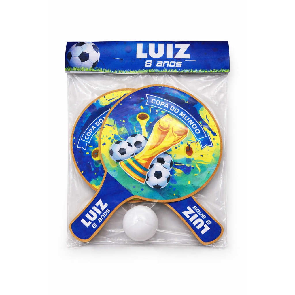 Kit 30 (15 PARES)  Raquetes Ping Pong Personalizadas + Bolinhas | Lembrancinha Festa Infantil (Nome e Idade)
