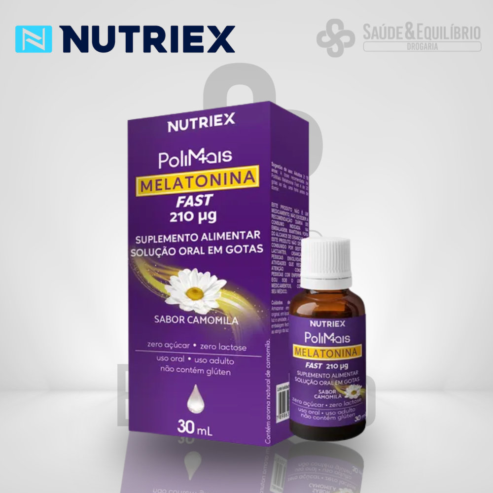 Melatonina 210mcg Gotas Nutriex PoliMais Fast  Sono Camomila Sem