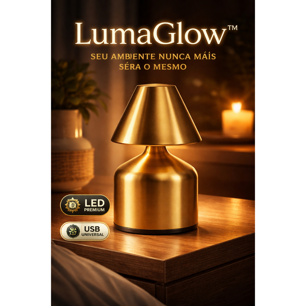 Mini Luminária LED USB Portátil LumaGlow™ Mesa Quarto Luz Aconchegante 3 Tons Compacta Decorativa