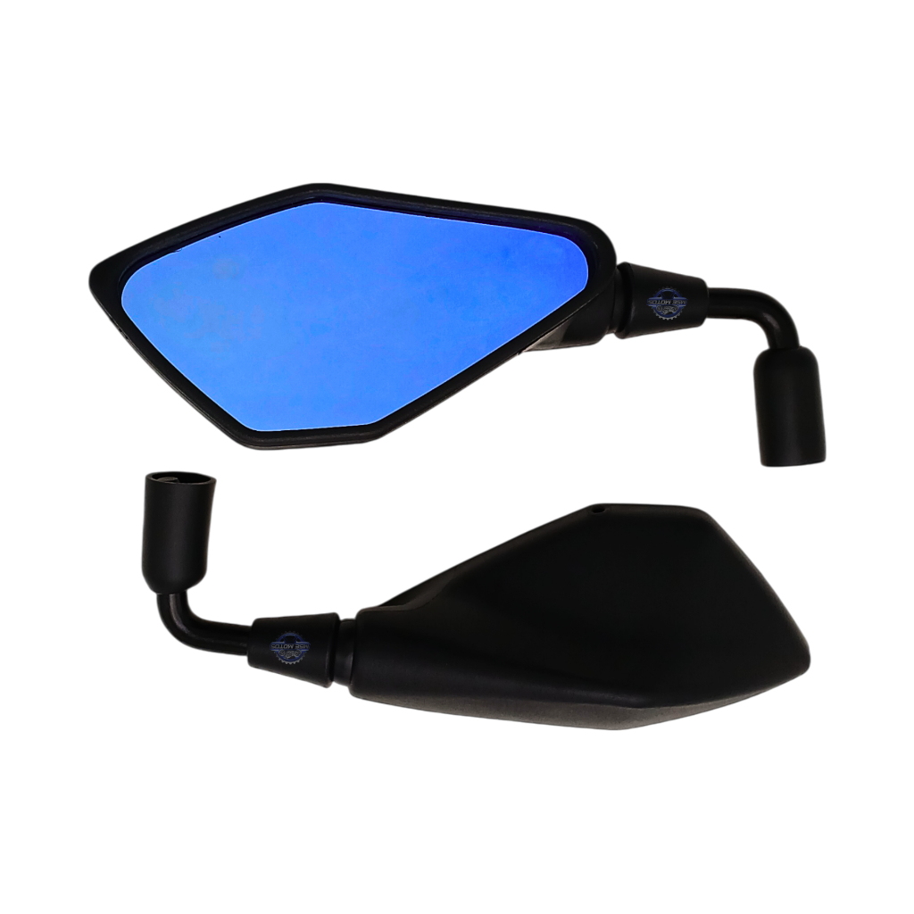 PAR DE RETROVISOR Z400 FIXO ROSCA HONDA HASTE CURTA 90° GRAUS REBAIXADO COM LENTE AZUL