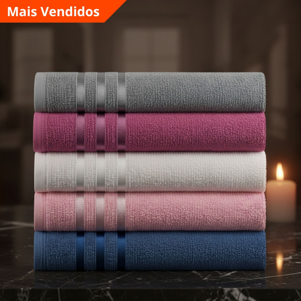 Kit 5 Toalhas de Rosto 40x65cm 100% Algodão Alta Maciez - Linha Bruna em Oferta na Shopee