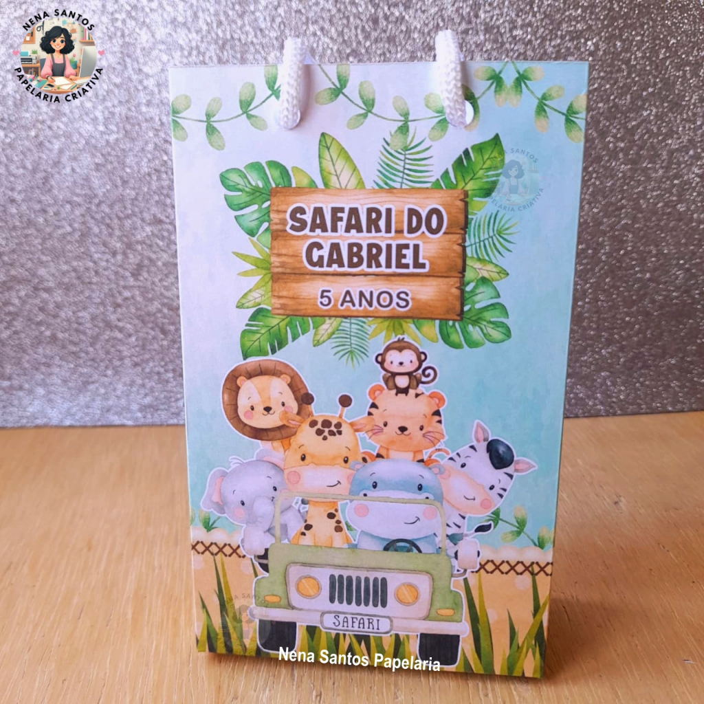 Sacolinha SAFARI Personalizada (PEGUE E MONTE) Lembrancinha Sacolinha Surpresa Festa Infantil SAFARI