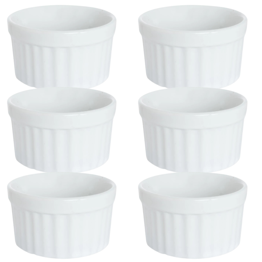 Kit 6 Ramequim Porcelana 210ml Molheira Petisqueira Buffet Restaurante Hotel Primeira Linha