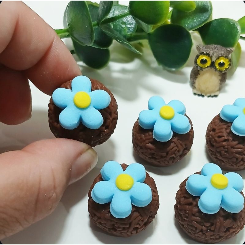 Flor de açúcar aplique comestível 5 pétalas azul bb comestível decoração de donuts, brigadeiros, trufas,PRONTA ENTREGA