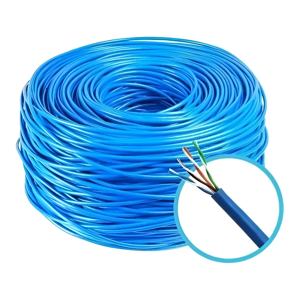 Cabo LAN CAT5e Megatron 305m UTP Azul 100 Cobre 4P 24AWG Rede Internet Profissional