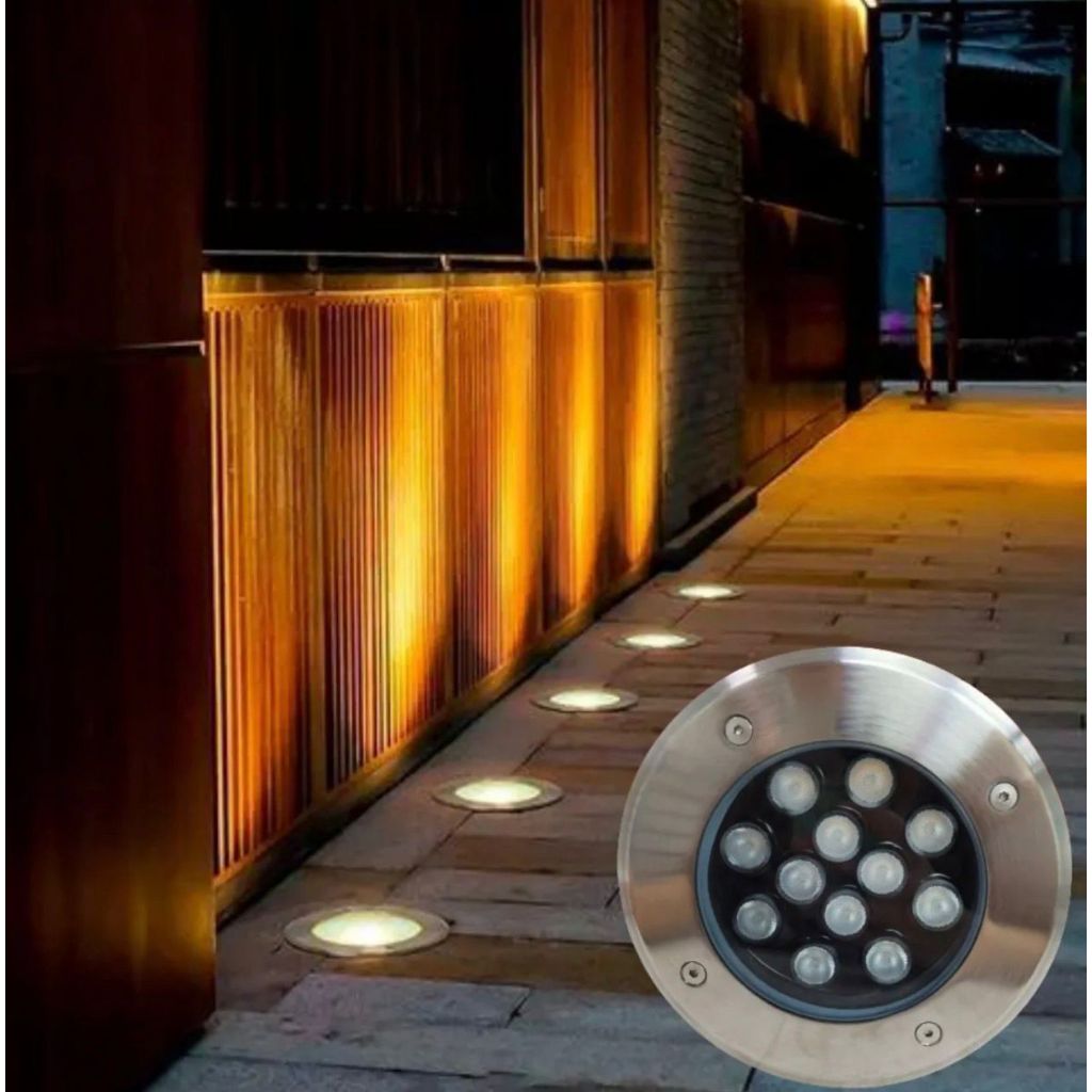 Luminaria Led de chao Balizador Spot De Led Embutir Chão Piso Jardim 12w IP67 3000k