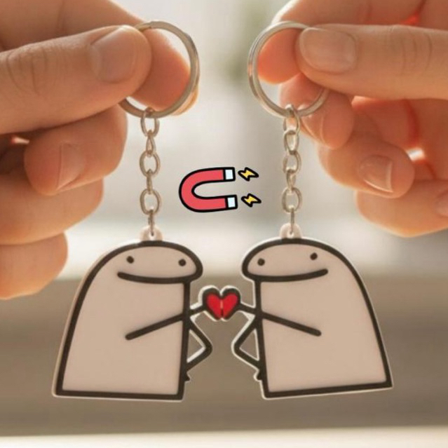 Chaveiro Casal Magnético Flork Kit com 2 Meme Criativo Presente Romântico