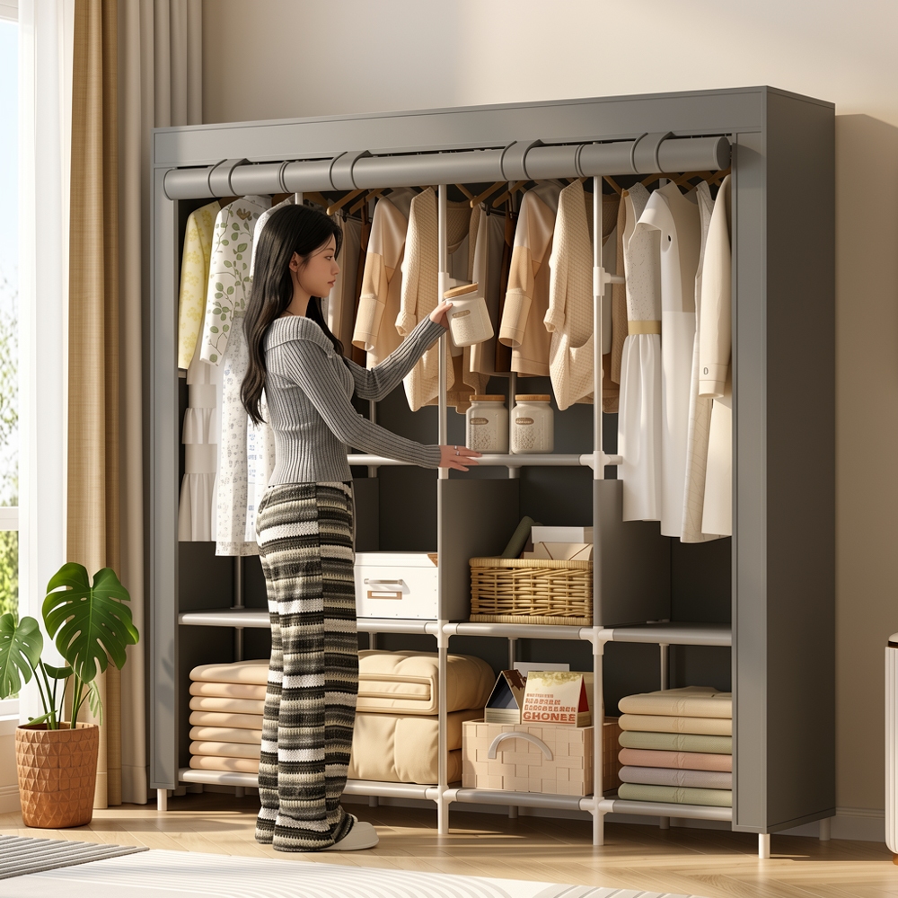 🔥【Novidades】Guarda Roupa Portátil Armário Desmontável Organizador Prático Solteiro e Casal e King