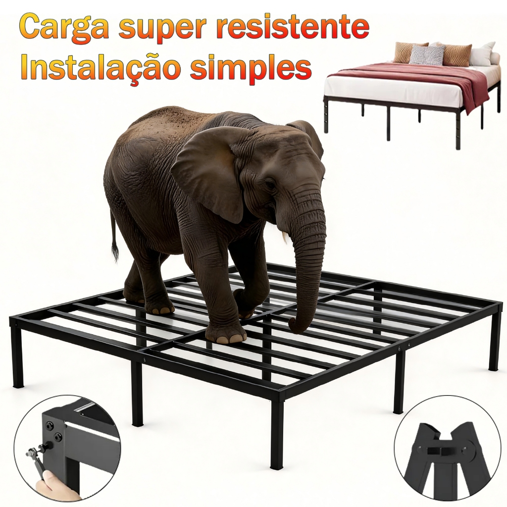 Cama de Solteiro e Casal Estrado de Metal Dobrável,Fácil de Montagem Ripas de Aço Antiderrapante Suporta até 400 kg