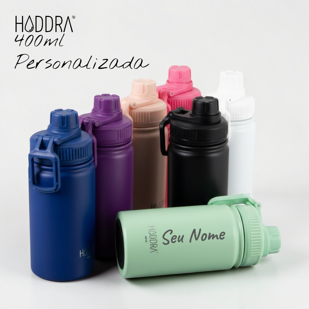 Garrafa Térmica 400ml Personalizada Nome Hiddra Inox Academia Água Gelada e Quente — R$ 59,99 em Shopee