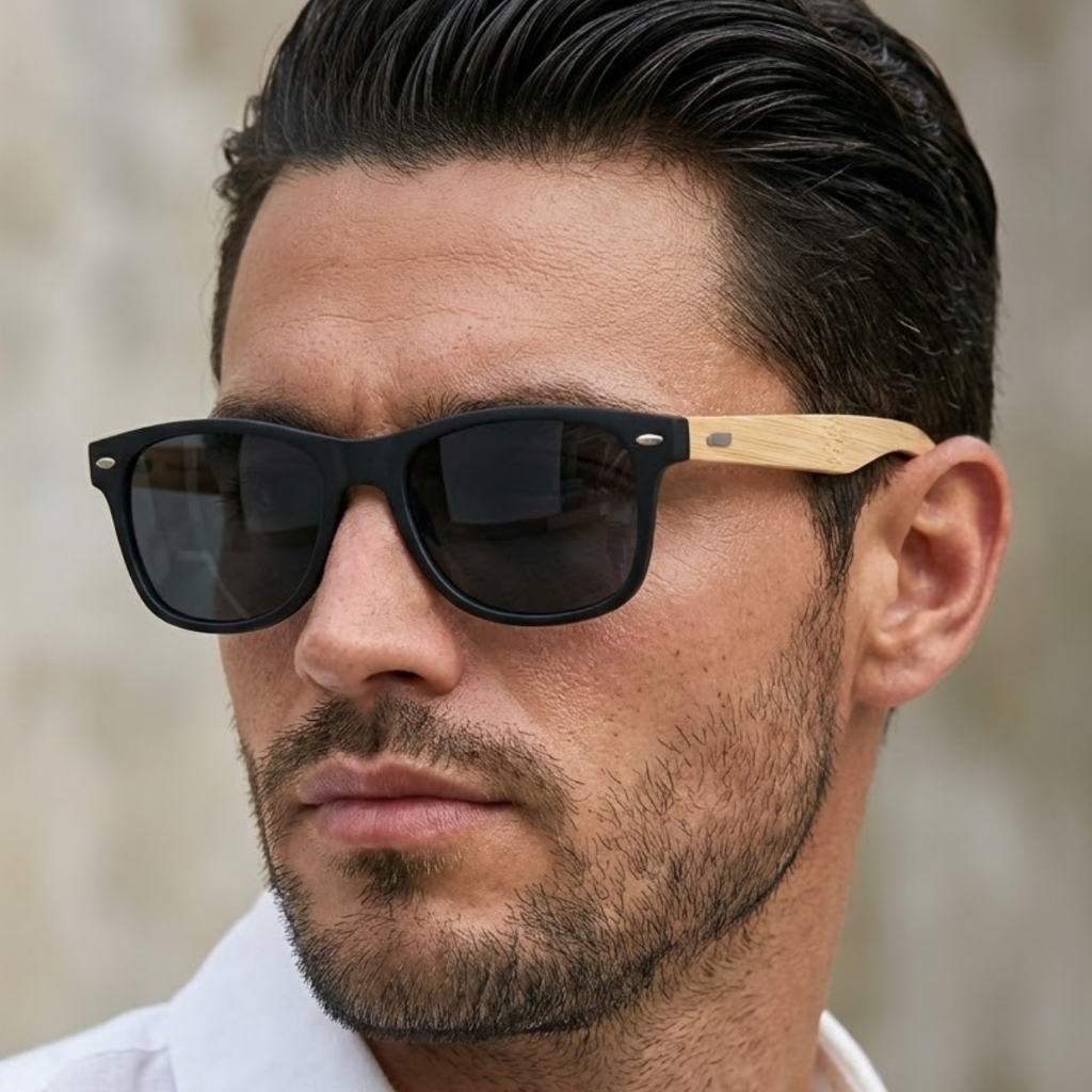 Óculos de Sol Polarizado Quadrado Preto Bambu Madeira Classico Tendencia Pesca Praia uv400 em Oferta na Shopee